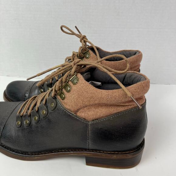 Kensie Sz 8.5 Sissel Brown Distressed Lace-up Oxford Ankle Booties Academia - Picture 3 of 16